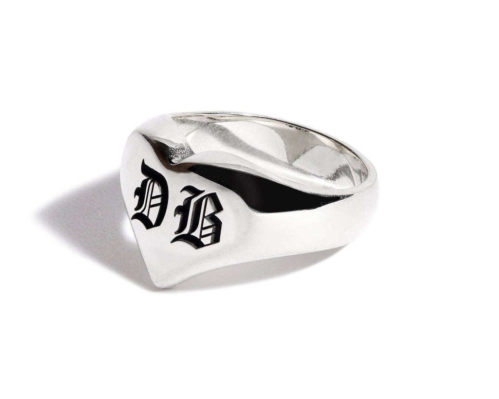 Engraved Solid Heart Ring