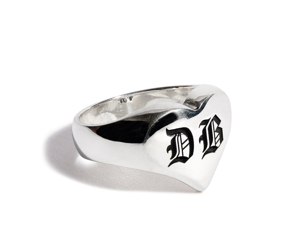 Engraved Solid Heart Ring