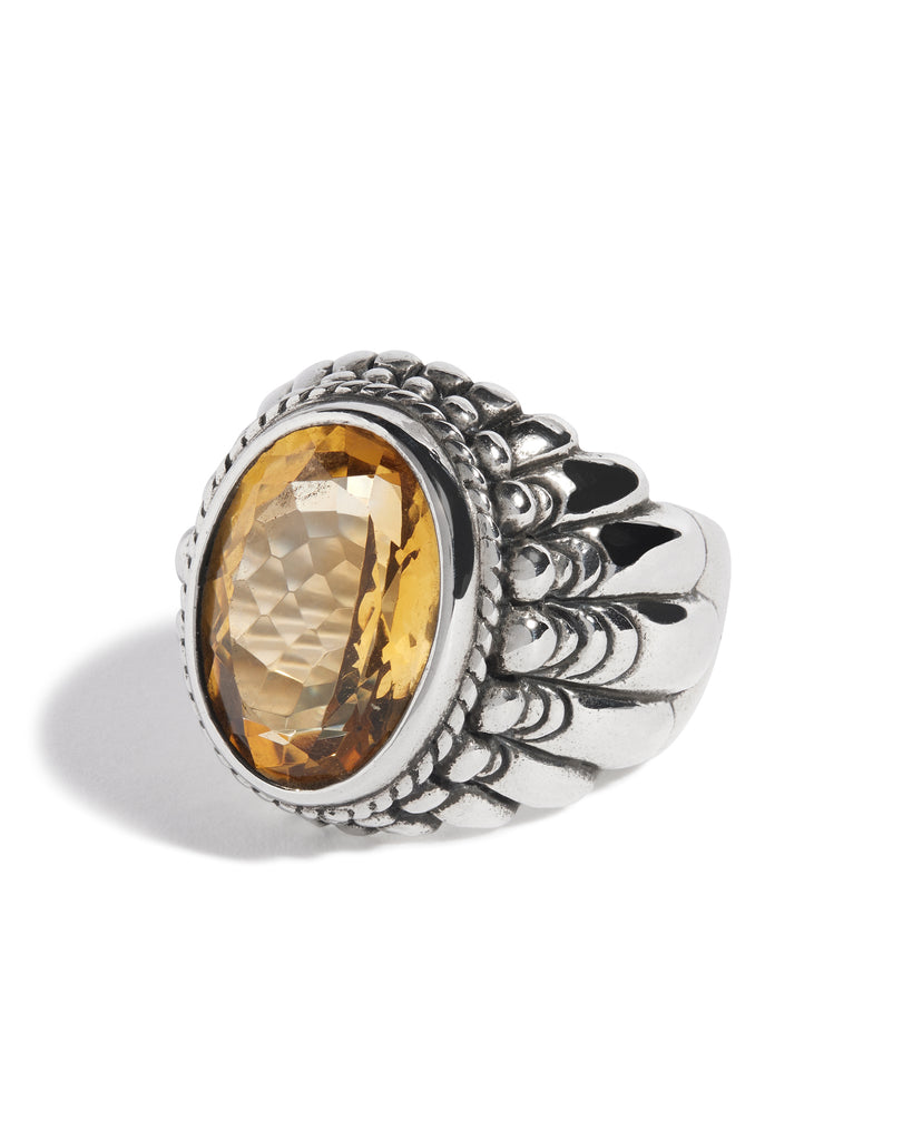 Citrine Large Feather Setting Ring