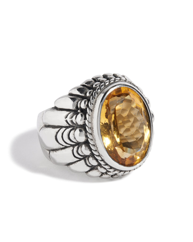 Citrine Large Feather Setting Ring