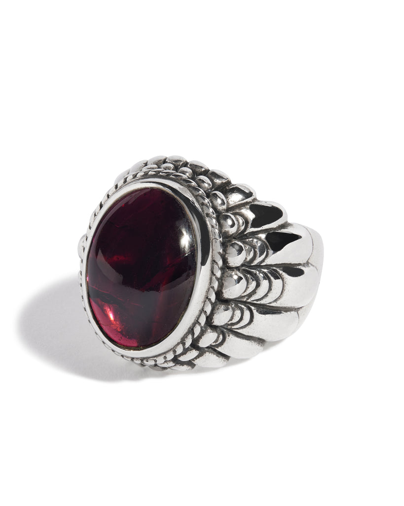 Garnet Large Feather Setting Ring