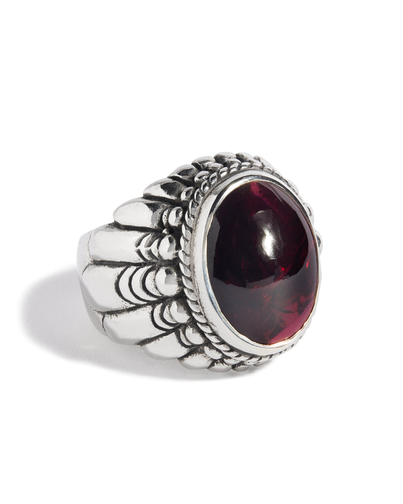 Garnet Large Feather Setting Ring