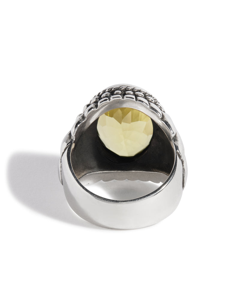 Lemon Quartz Large Feather Setting Ring