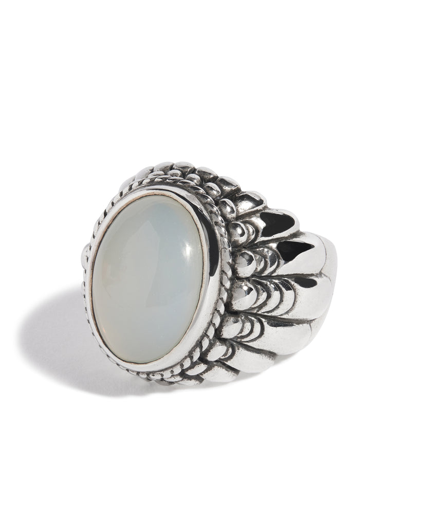 Moonstone Large Feather Setting Ring
