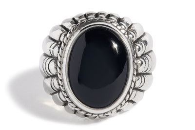 Onyx Large Feather Setting Ring