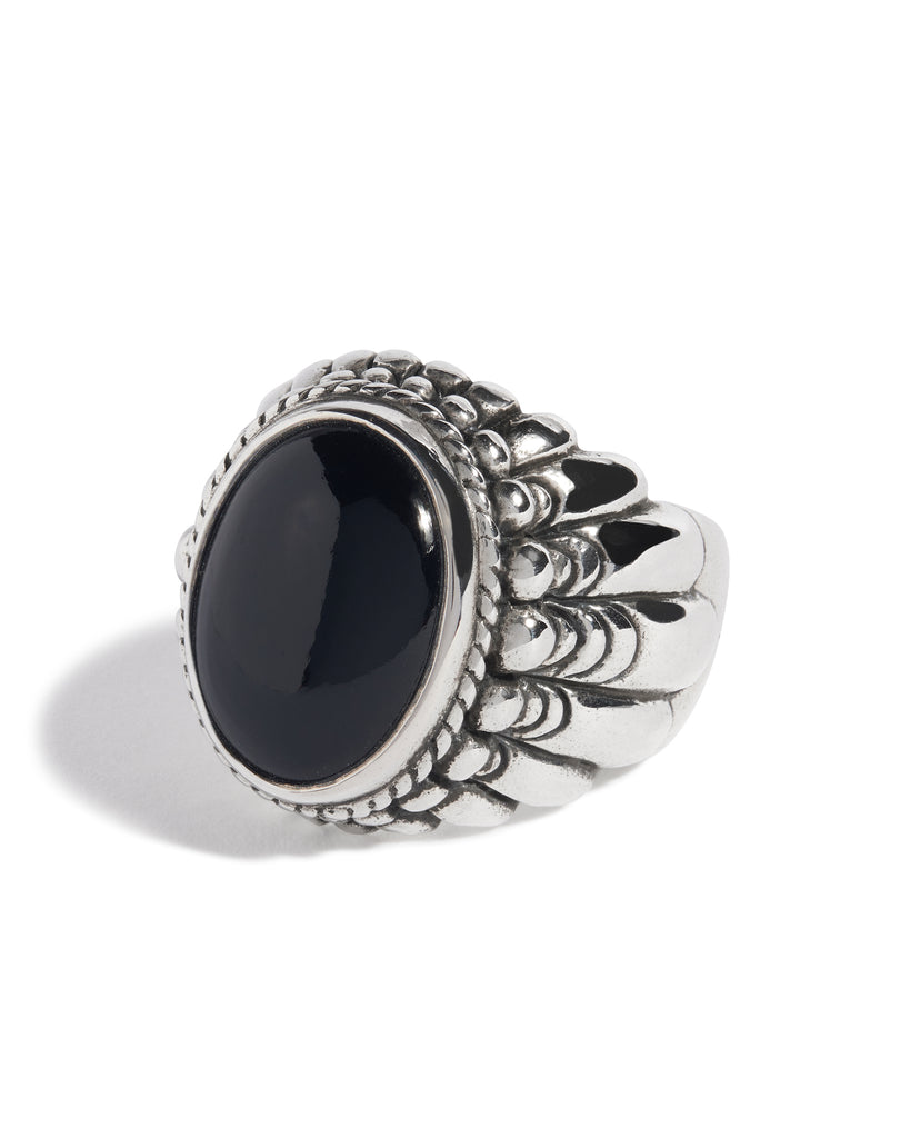 Onyx Large Feather Setting Ring