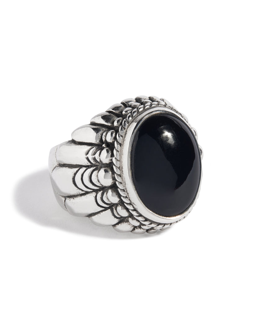 Onyx Large Feather Setting Ring