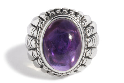 Purple Amethyst (Cabochon) Large Feather Setting Ring
