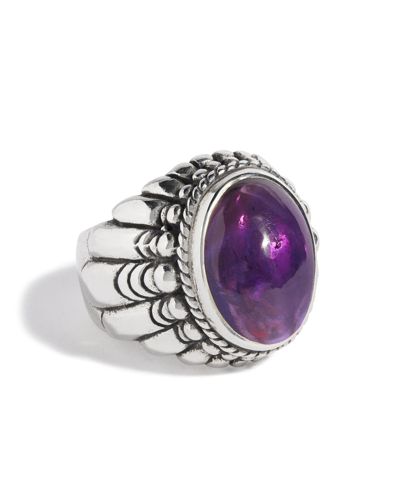 Purple Amethyst Large Feather Setting Ring