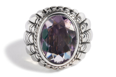 Purple Amethyst Large Feather Setting Ring