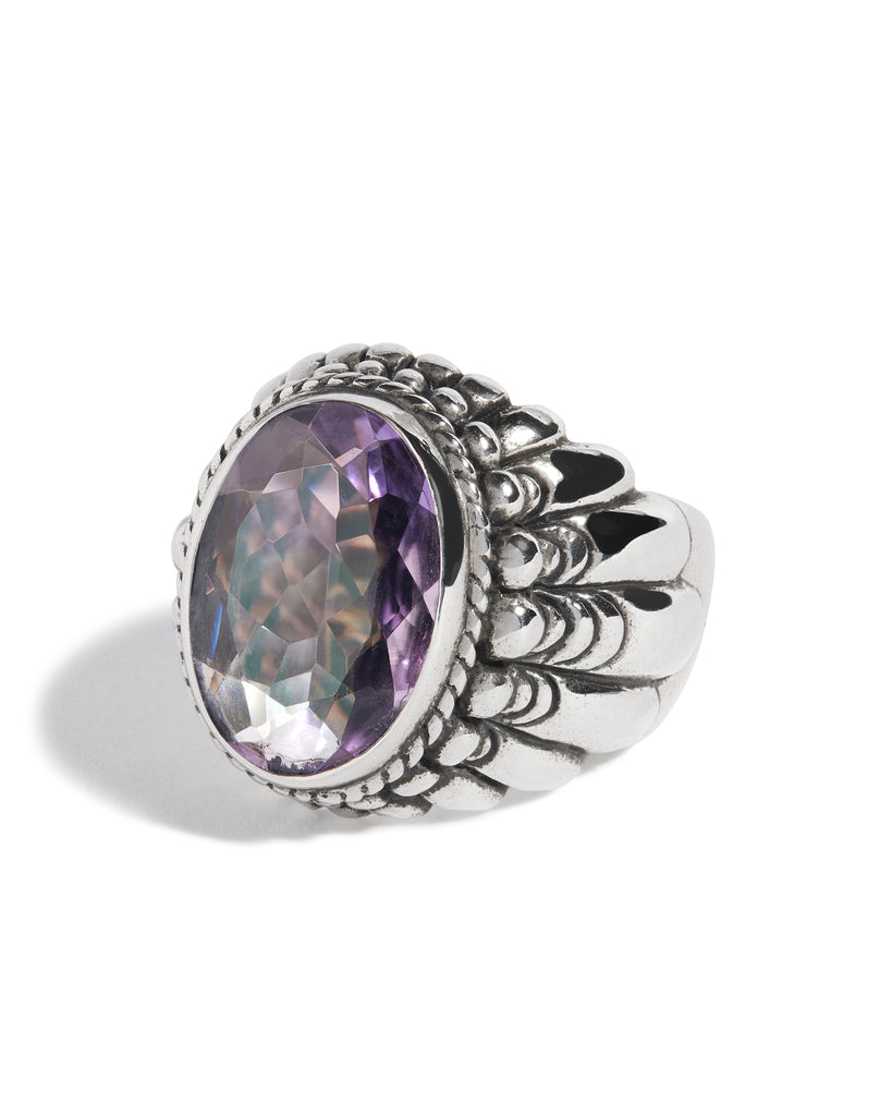 Purple Amethyst Large Feather Setting Ring