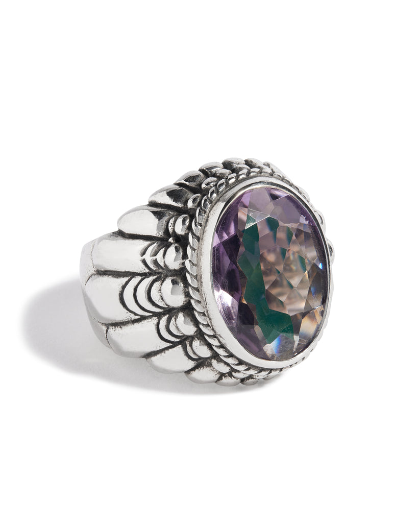 Purple Amethyst Large Feather Setting Ring