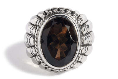 Smokey Quartz Large Feather Setting Ring