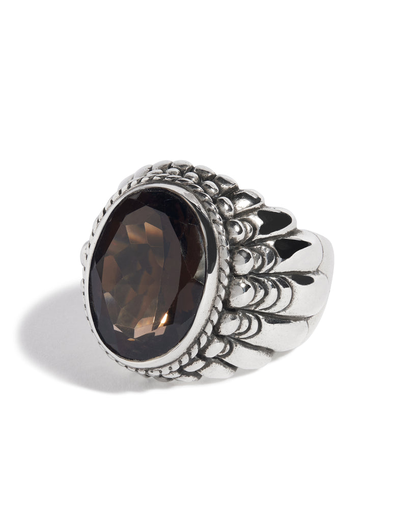 Smokey Quartz Large Feather Setting Ring