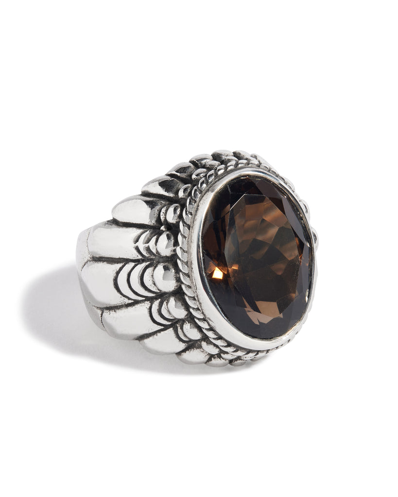 Smokey Quartz Large Feather Setting Ring