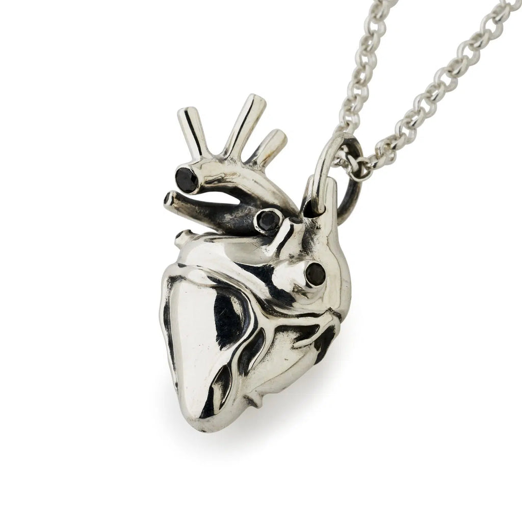 Large Silver Anatomical Heart Pendant