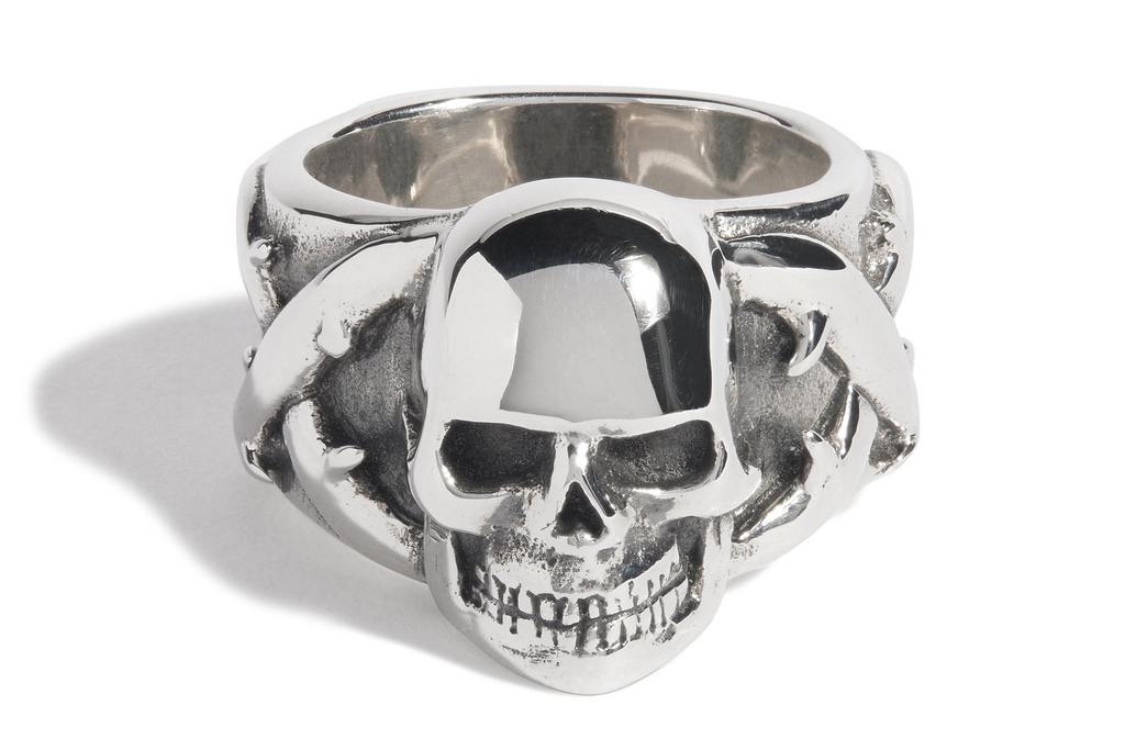 Large Skull and Thorns Ring