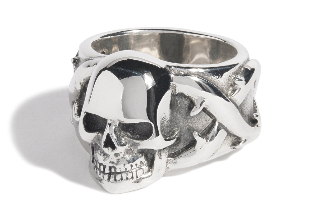 Large Skull and Thorns Ring