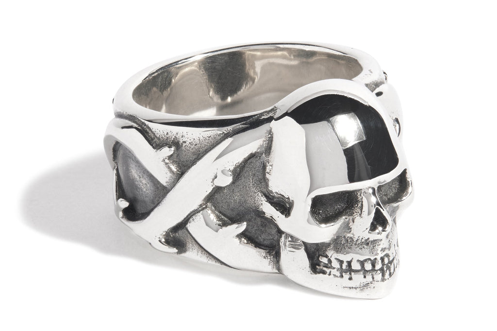 Large Skull and Thorns Ring