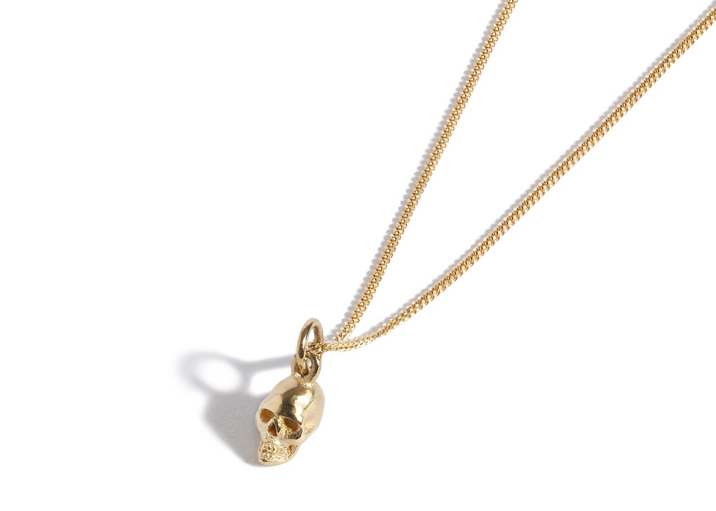 Solid 18ct Gold Micro Anatomical Skull Pendant and Chain