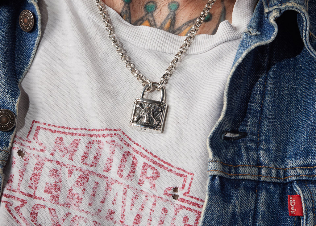 Large Padlock Pendant with Chain