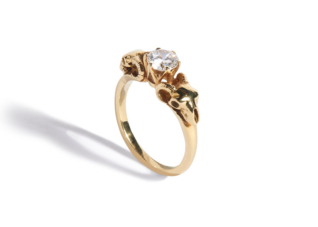 Pan's Bride Engagement Ring with a Natural White Diamond