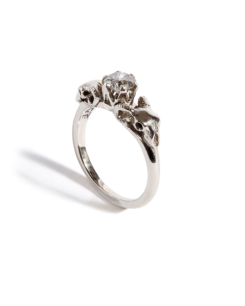 Pan's Bride Engagement Ring with a Salt and Pepper Diamond