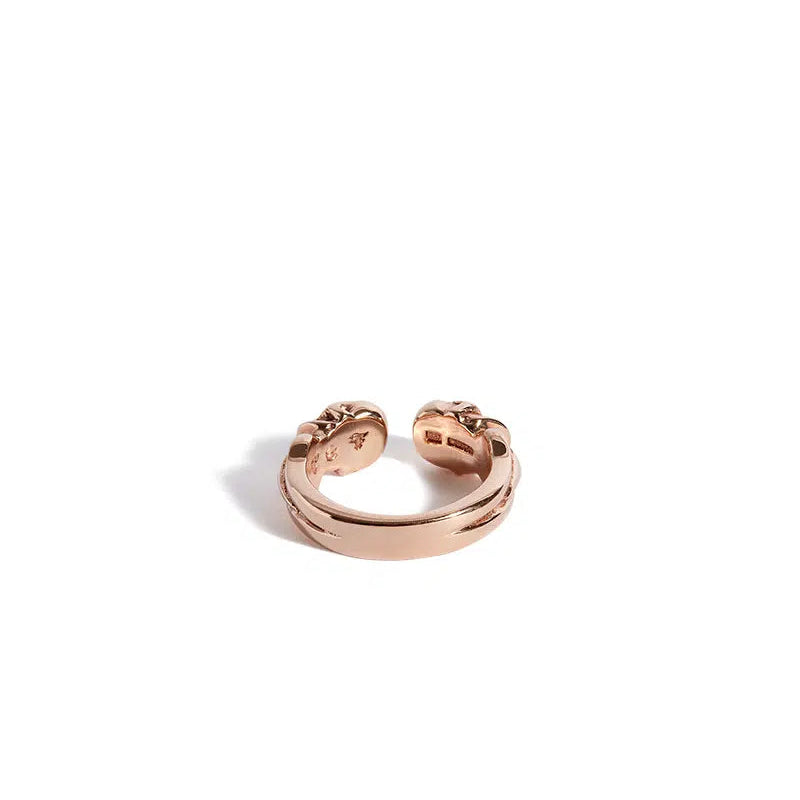 Solid 9ct Rose Gold Double Headed Open Skull Band