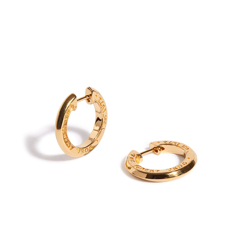 18ct Gold Plated Round Skull Hoop (Single)