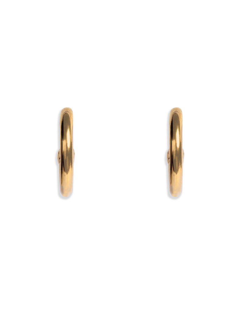 18ct Gold Plated Round Skull Hoop (Single)