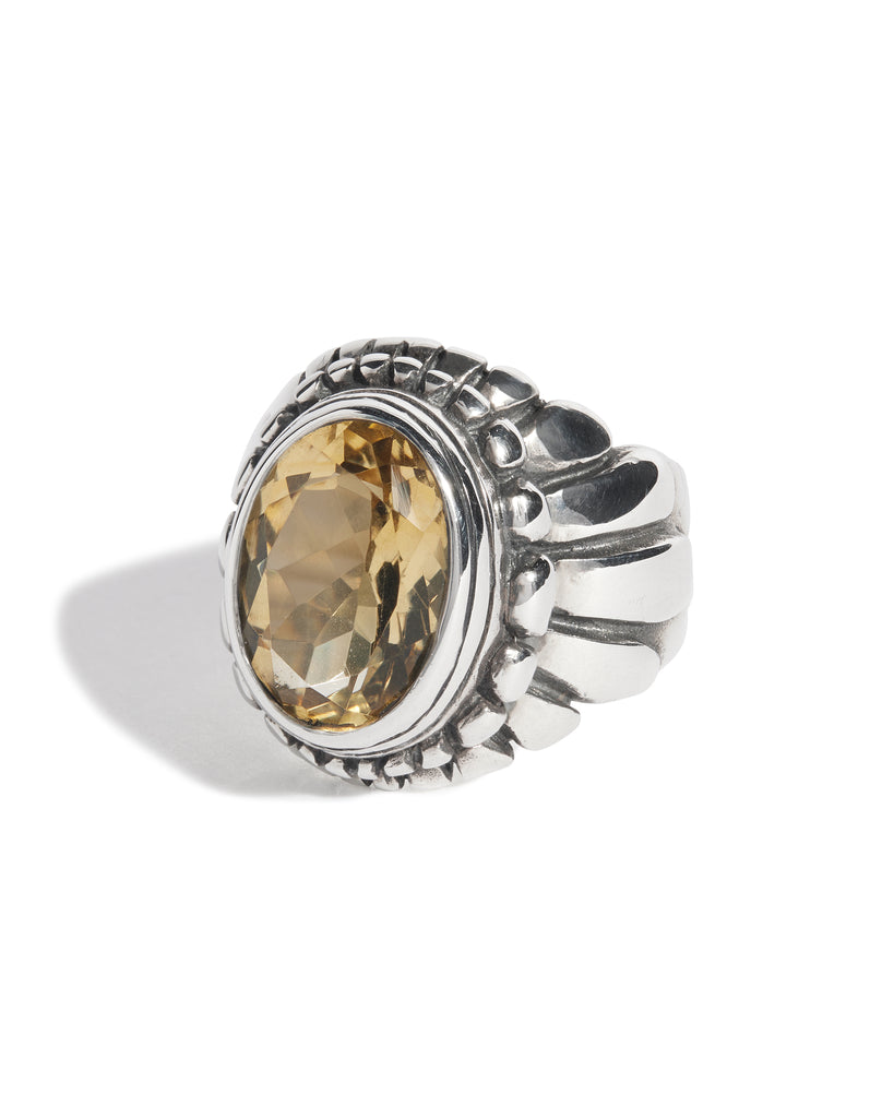 Citrine Small Feather Setting Ring