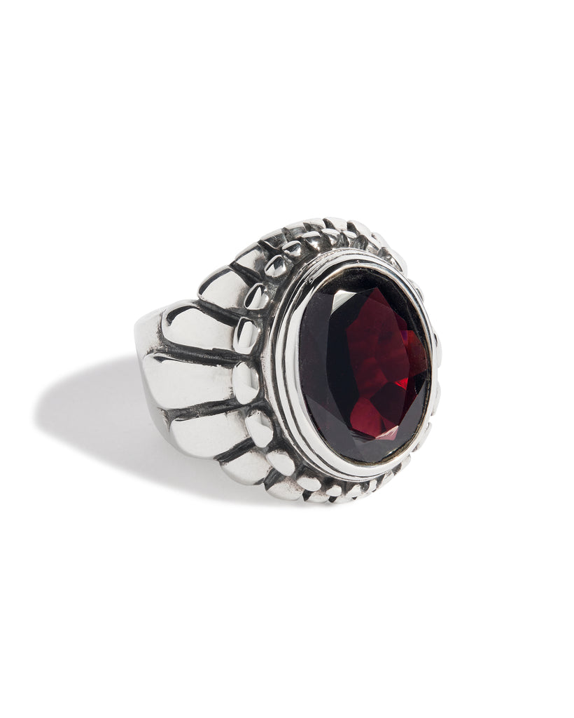 Garnet Small Feather Setting Ring