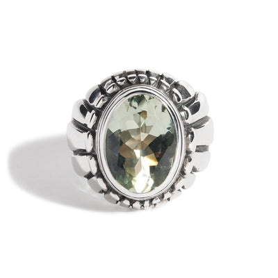Green Amethyst Small Feather Setting Ring