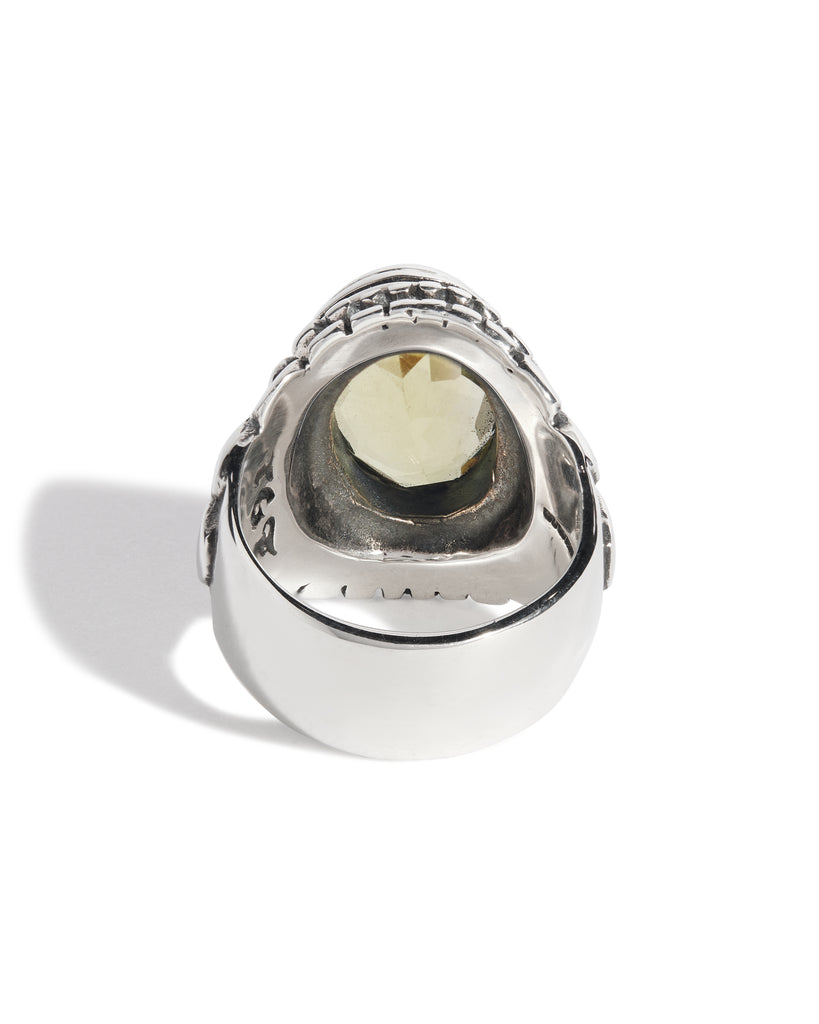 Lemon Quartz Small Feather Setting Ring