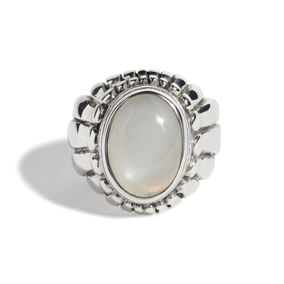 Moonstone Small Feather Setting Ring