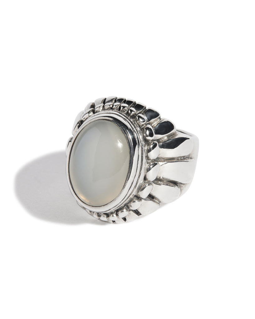 Moonstone Small Feather Setting Ring