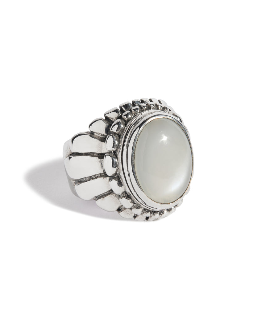 Moonstone Small Feather Setting Ring