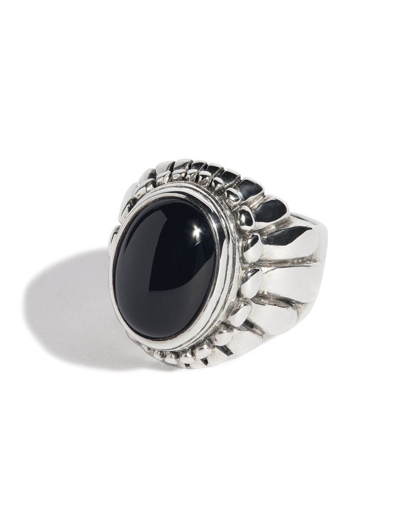 Onyx Small Feather Setting Ring