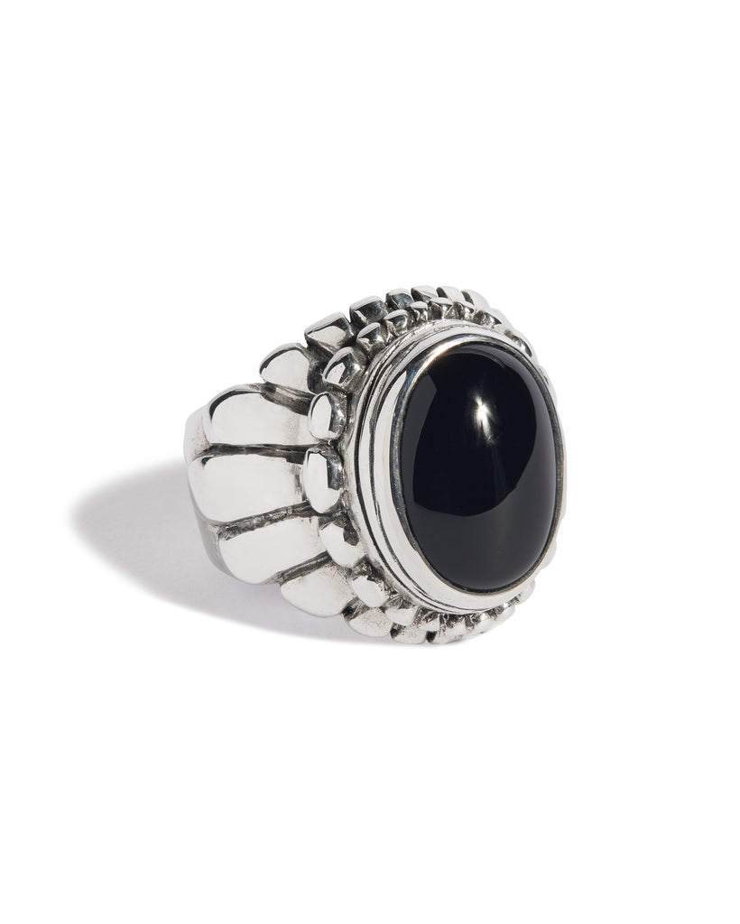 Onyx Small Feather Setting Ring