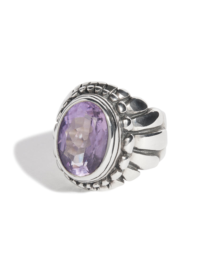 Purple Amethyst Small Feather Setting Ring
