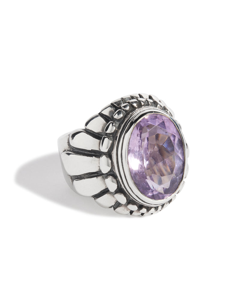 Purple Amethyst Small Feather Setting Ring