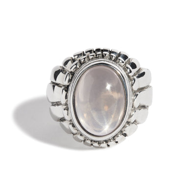 Rose Quartz (Cabochon) Small Feather Setting Ring