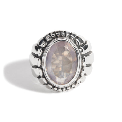 Rose Quartz Small Feather Setting Ring