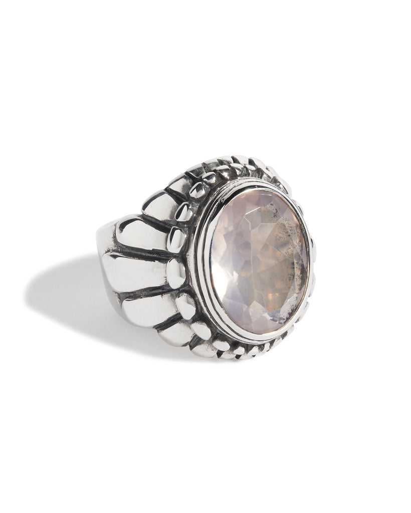 Rose Quartz Small Feather Setting Ring