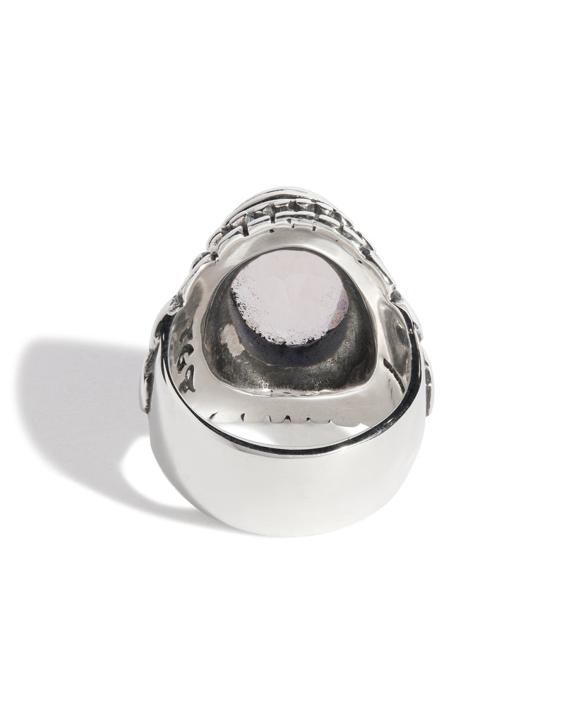 Rose Quartz Small Feather Setting Ring