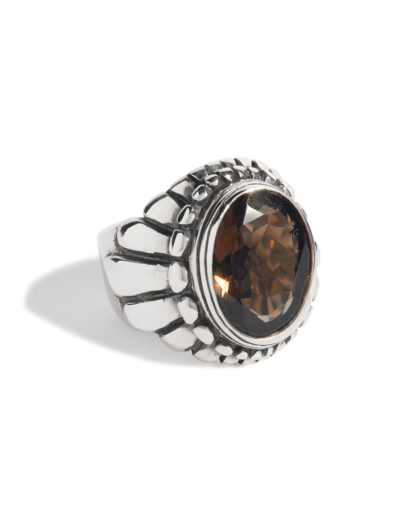 Smokey Quartz Small Feather Setting Ring