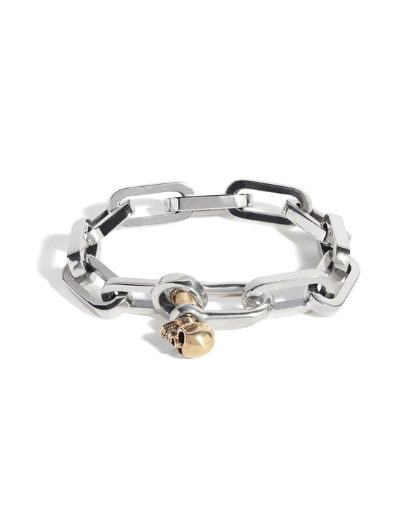 Shackle Bracelet with Gold Skull