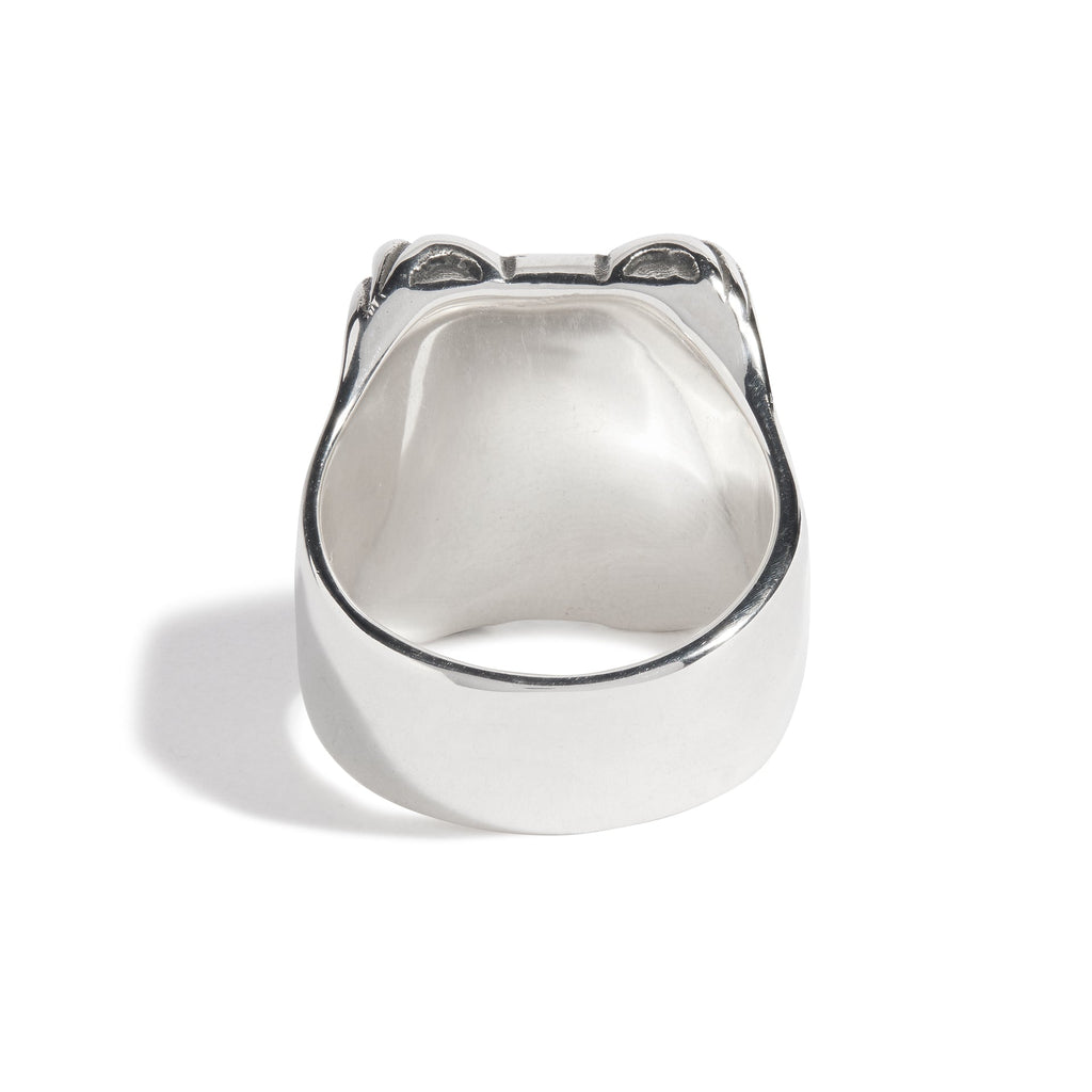 Shield Ring with 9ct Gold Fleur De Lis & Diamond