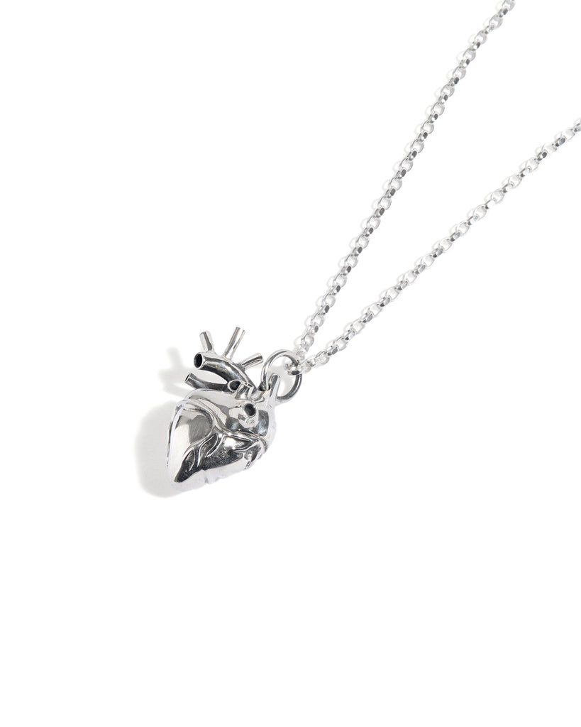 Large Silver Anatomical Heart Pendant