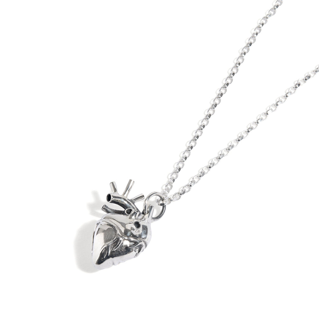 Large Silver Anatomical Heart Pendant